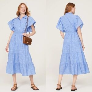 Slate & Willow Blue Eyelet Midi Dress